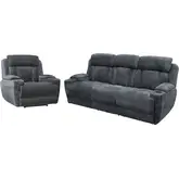 Dalton Power Reclining Sofa & Recliner Set in Charcoal Gray Fabric