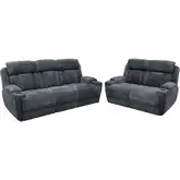 Dalton Power Reclining Sofa & Loveseat Set in Charcoal Gray Fabric