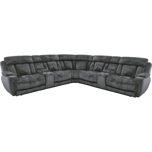 Dalton 7 Piece Modular Power Reclining Sectional Sofa in Charcoal Dark Grey Performance Fabric