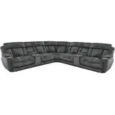Dalton 7 Piece Modular Power Reclining Sectional Sofa in Charcoal Dark Grey Performance Fabric