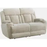 Dalton Power Reclining Loveseat in Fawn Neutral Fabric