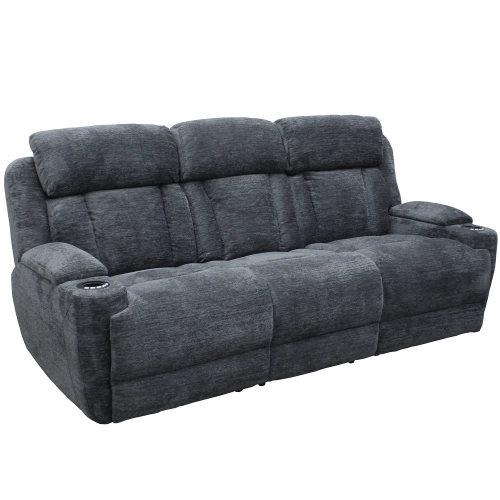 Dalton Power Reclining Sofa with Drop Down Console in Charcoal Gray Fabric