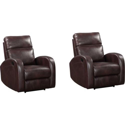 Devin Manual Recliner in Pebble Dark Brown Leatherette (Set of 2)