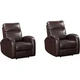 Devin Manual Recliner in Pebble Dark Brown Leatherette (Set of 2)