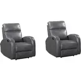 Devin Manual Recliner in Pebble Grey Leatherette (Set of 2)