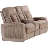 Equinox Power Console Loveseat in Mushroom Tan Fabric