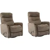 Gemini Manual Swivel Glider Recliner in Heather Grey Fabric (Set of 2)