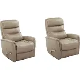 Gemini Manual Swivel Glider Recliner in Linen Tan Leatherette (Set of 2)