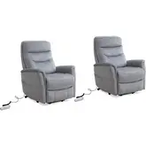 Gemini Power Lift Recliner with Articulating Headrest in Capri Silver Fabric (Set of 2)