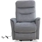 Gemini Power Lift Recliner with Articulating Headrest in Capri Silver Fabric