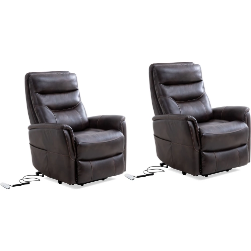 Gemini Power Lift Recliner with Articulating Headrest in Truffle Brown Fabric (Set of 2)