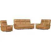 Gershwin Power Reclining Sofa Set in Lucca Butterscotch Brown Top Grain Leather