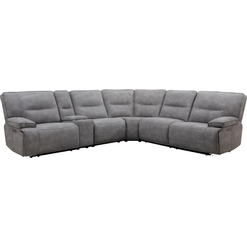 Gladiator Cobalt 6 Piece Modular Power Reclining Sectional Sofa in Sky Leatherette
