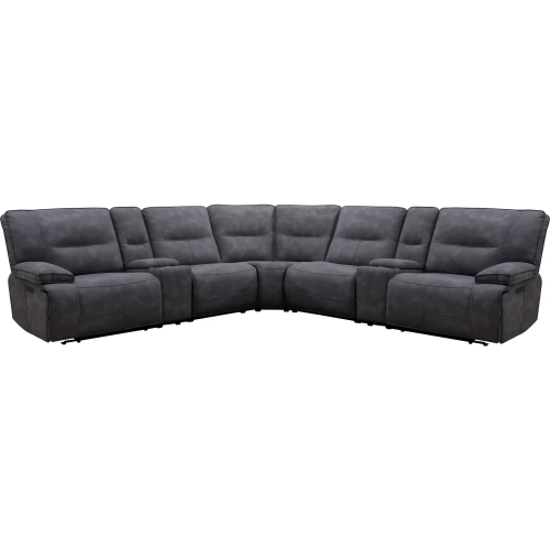 Gladiator 7 Piece Modular Power Zero Gravity Reclining Sectional Sofa in Cobalt Dark Gray Fabric
