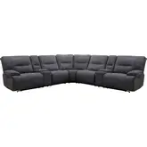 Gladiator 7 Piece Modular Power Zero Gravity Reclining Sectional Sofa in Cobalt Dark Gray Fabric