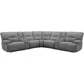 Gladiator 7 Piece Modular Power Zero Gravity Reclining Sectional Sofa in Sky Light Gray Fabric