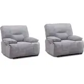 Gladiator Power Zero Gravity Recliner in Sky Light Grey Leatherette (Set of 2)