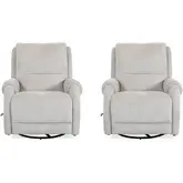 Gentry Manual Swivel Glider Recliner in Mist Beige Fabric (Set of 2)
