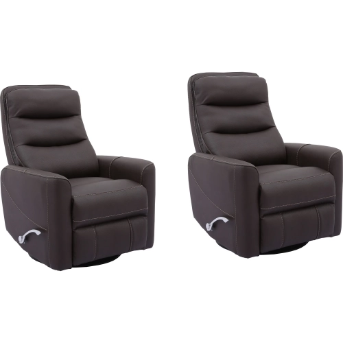 Hercules Manual Swivel Glider Recliner in Chocolate Brown Leatherette (Set of 2)