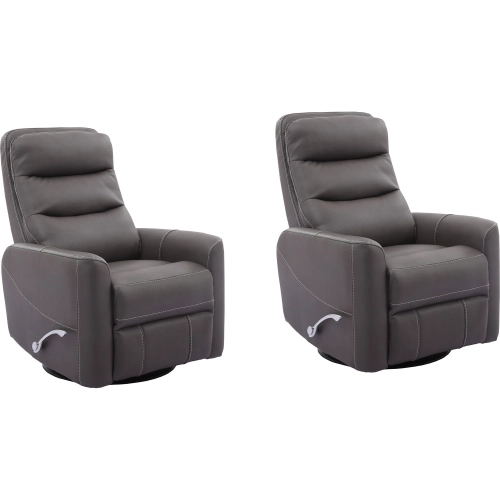 Hercules Manual Swivel Glider Recliner in Haze Grey Leatherette (Set of 2)