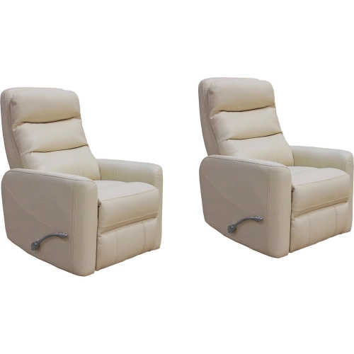 Hercules Manual Swivel Glider Recliner in Oyster Beige Leatherette (Set of 2)