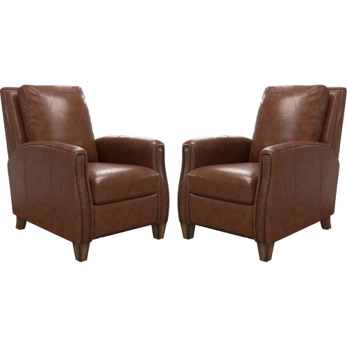 Hunter Manual Recliner in Chestnut Brown Top Grain Leather (Set of 2)