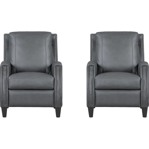 Hunter Manual Pushback Recliner in Echo Grey Top Grain Leather (Set of 2)
