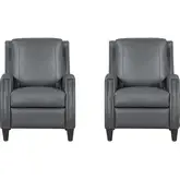 Hunter Manual Pushback Recliner in Echo Grey Top Grain Leather (Set of 2)