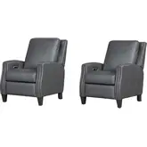 Hunter Power High Leg Cordless Recliner in Echo Grey Top Grain Leather (Set of 2)