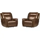 Jameson Power Zero Gravity Recliner in Hickory Dark Brown Leather (Set of 2)