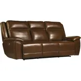 Jameson Power Reclining Zero Gravity Sofa in Hickory Dark Brown Leather