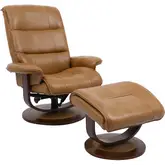 Knight Manual Reclining Swivel Chair & Ottoman in Caramel Brown Top Grain Leather