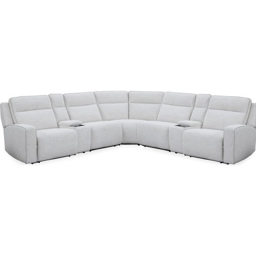 Lancaster 7 Piece Zero Gravity Power Reclining Sectional Sofa in Fluffy River Rock Cream Fabric