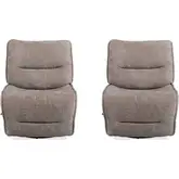 Leo Manual Armless Swivel Glider Layflat Recliner in Wheat Brown Fabric (Set of 2)