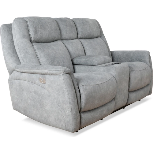 Linus Power Zero Gravity Console Loveseat in Hudson Grey Fabric