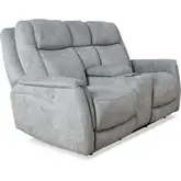 Linus Power Zero Gravity Console Loveseat in Hudson Grey Fabric