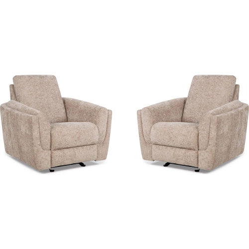 Morehead Power Glider Recliner in Biscotti Light Brown Fabric (Set of 2)