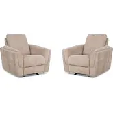 Morehead Power Glider Recliner in Biscotti Light Brown Fabric (Set of 2)