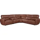 Modesto 6 Piece Power Reclining & Headrest Sectional Sofa in Sable Brown Leather