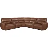 Modesto 7 Piece Power Reclining & Headrest Sectional Sofa in Sable Brown Leather