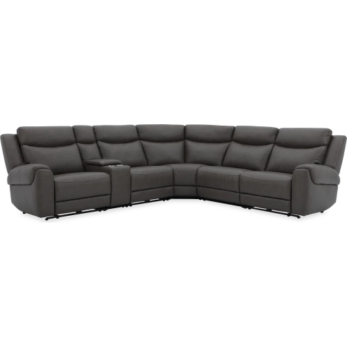Momentum 6 Piece Modular Power Reclining Sectional Sofa in Dark Granite Grey Leatherette