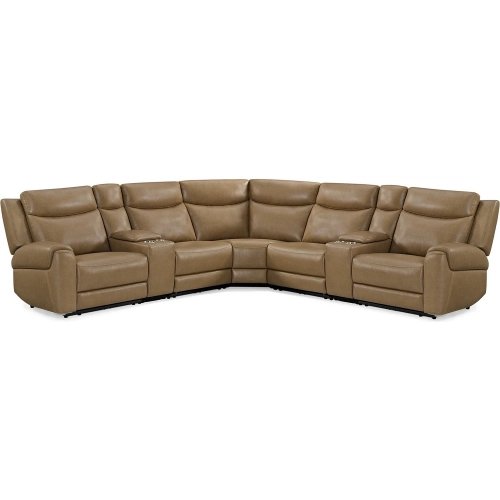 Momentum 7 Piece Modular Power Reclining Sectional Sofa in Cashew Tan Leatherette