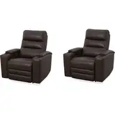 Nexus Power Zero Gravity Recliner in Autumn Umber Brown Top Grain Leather (Set of 2)