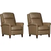Northfield Manual Recliner in Lotus Cream Tan Top Grain Leather (Set of 2)