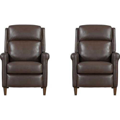 Northfield Manual Recliner in Walnut Whirl Brown Top Grain Leather (Set of 2)