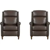 Northfield Manual Recliner in Walnut Whirl Brown Top Grain Leather (Set of 2)