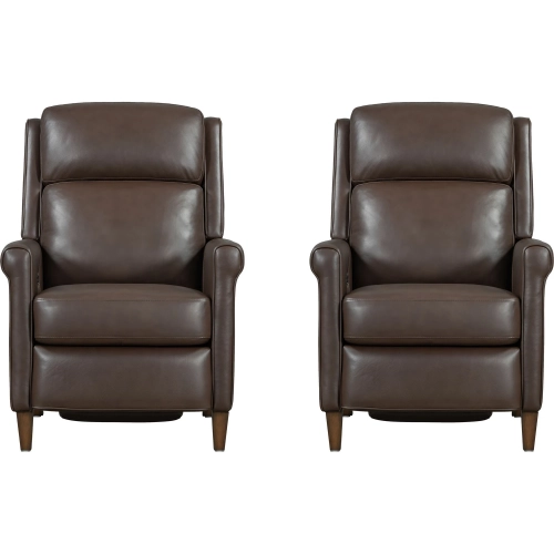 Northfield Cordless Power High Leg Recliner Power by FreeMotion in Walnut Brown Leather (Set of 2)