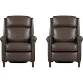 Northfield Cordless Power High Leg Recliner Power by FreeMotion in Walnut Brown Leather (Set of 2)