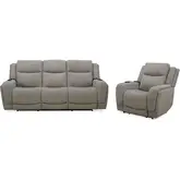 Penfield Power Reclining Sofa and Recliner in Frappe Brown Fabric