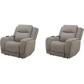 Penfield Power Zero Gravity Recliner with Heat & Massage in Frappe Brown Fabric (Set of 2)
